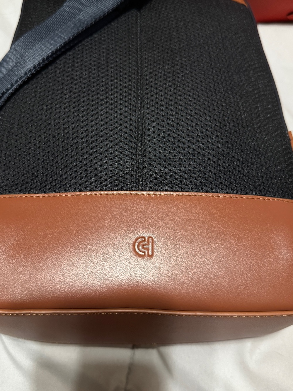 Cole Haan Navy and British Tan Leather Sling Bag - Picture 3 of 9